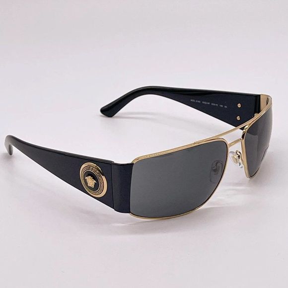 New Versace Mens 63mm Sunglasses Black w/ Gold Trim - Picture 1 of 7